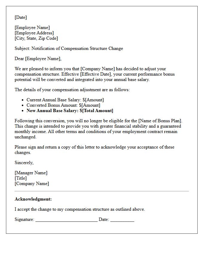 Bonus to Base Salary Conversion Letter