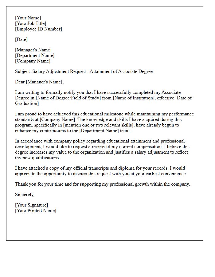 Associate Degree Attainment Salary Adjustment Letter