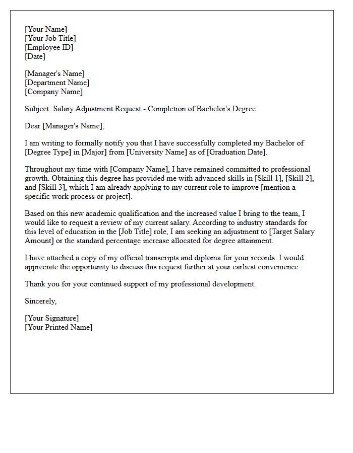 Bachelor Degree Attainment Salary Adjustment Letter