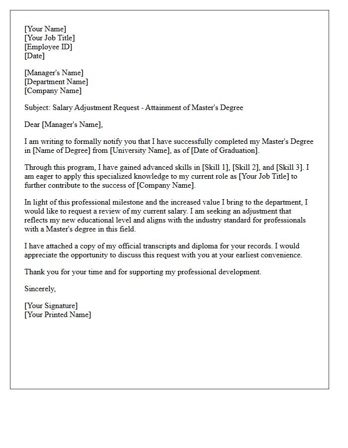 Master Degree Attainment Salary Adjustment Letter