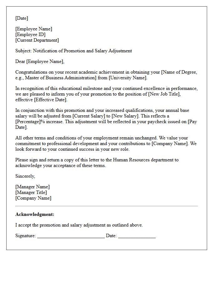 Promotion And Educational Degree Attainment Salary Adjustment Letter
