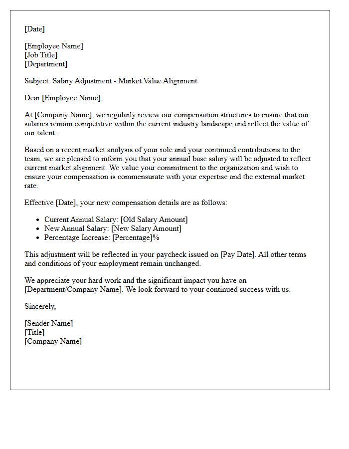 Market Value Alignment Retention Salary Adjustment Letter