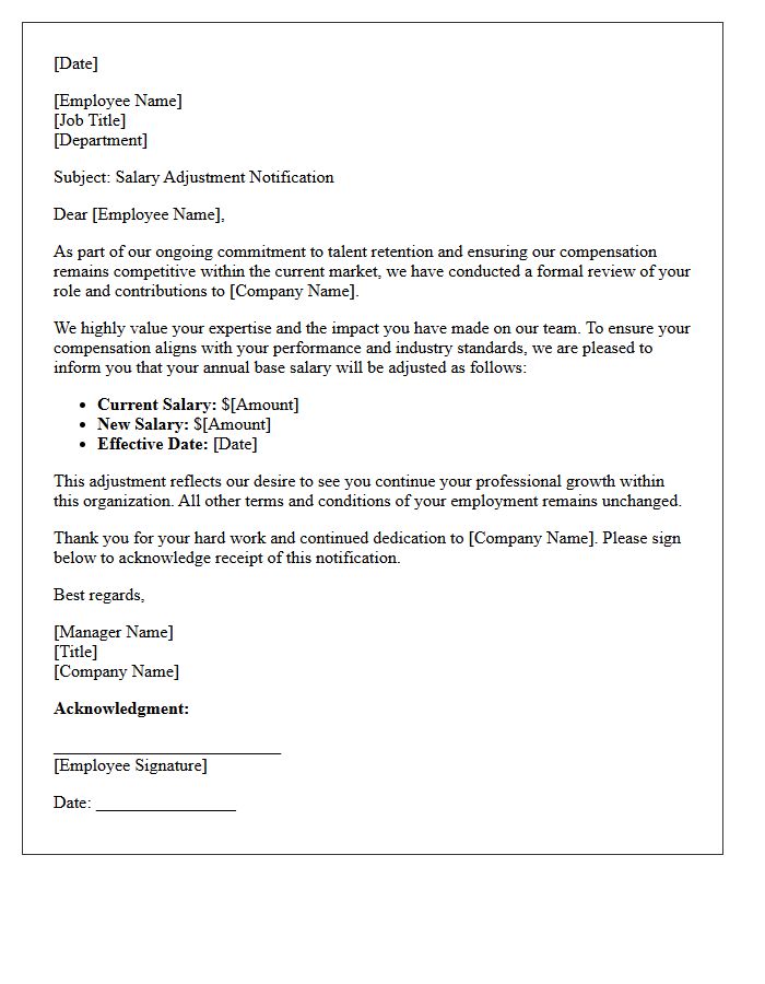 Flight Risk Mitigation Salary Adjustment Letter