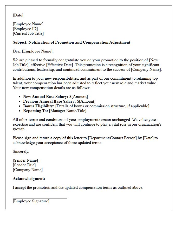 Promotion and Retention Compensation Adjustment Letter