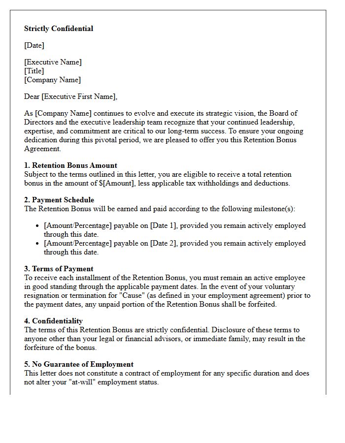 Executive Leadership Retention Compensation Letter