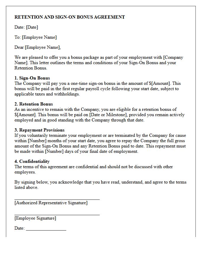 Retention and Sign-On Bonus Agreement Letter