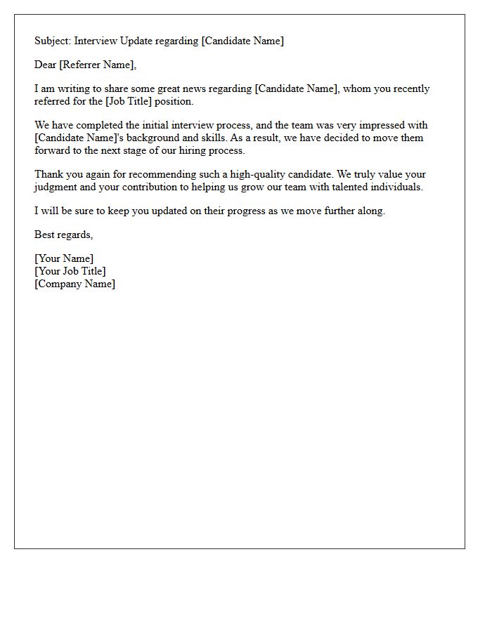 Successful Referral Candidate Interview Update Letter
