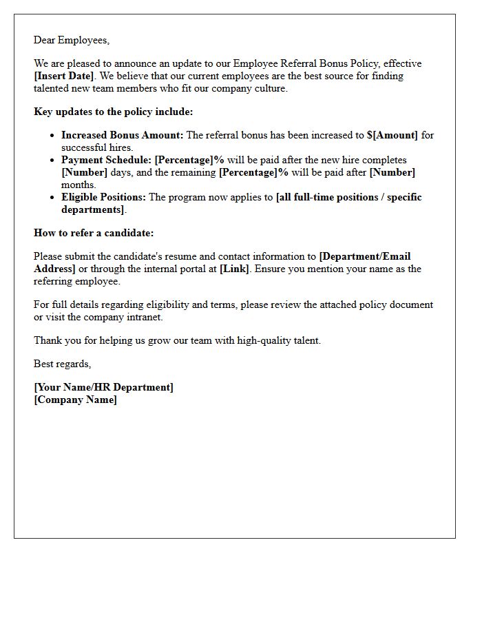 Employee Referral Bonus Policy Update Letter
