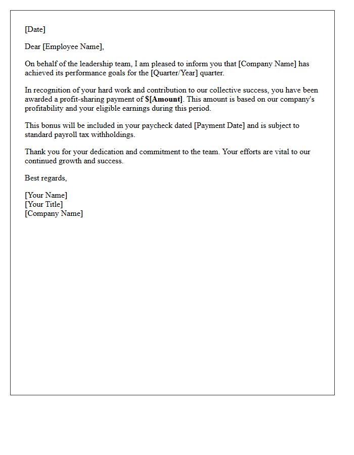 Quarterly Cash Profit-Sharing Letter