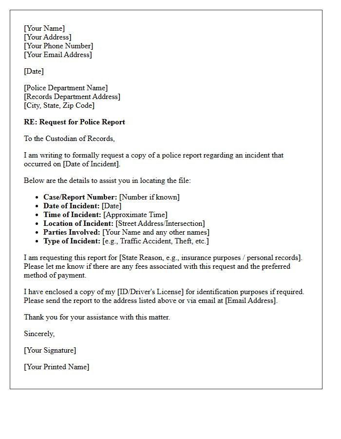 Police Report Request Letter