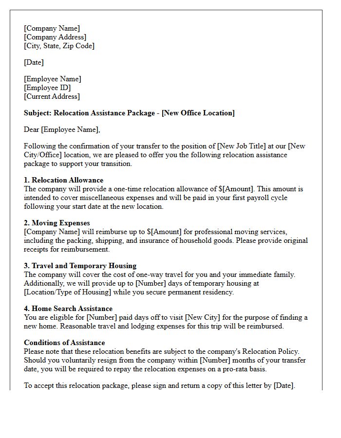 Employee Transfer Relocation Assistance Letter