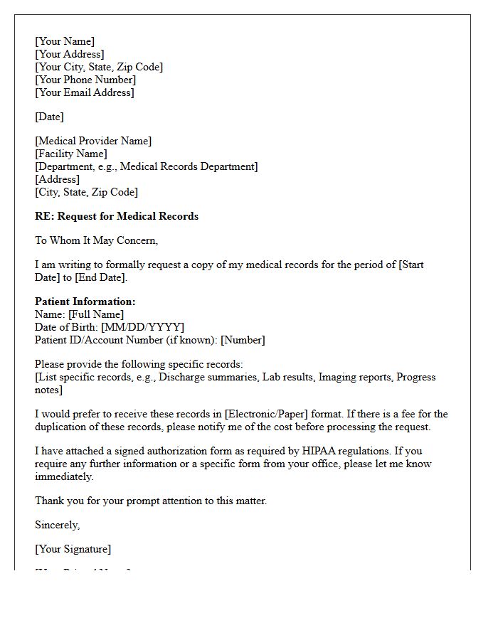 Medical Records Request Letter