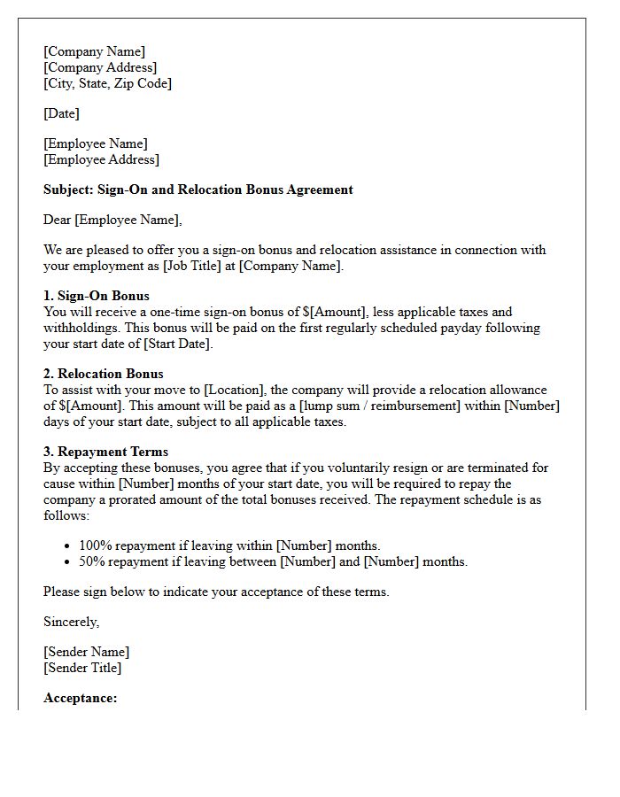 Sign-On and Relocation Bonus Letter