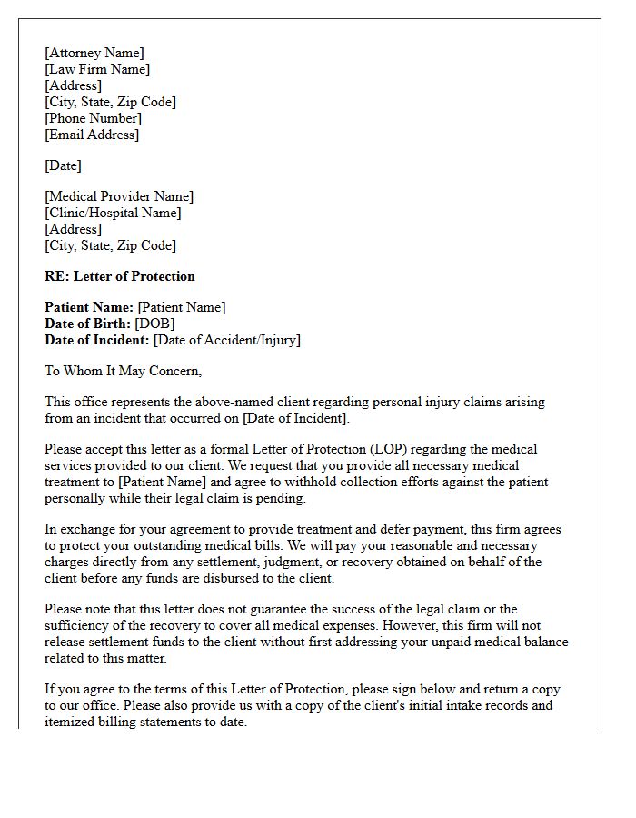 Letter of Protection for Medical Providers