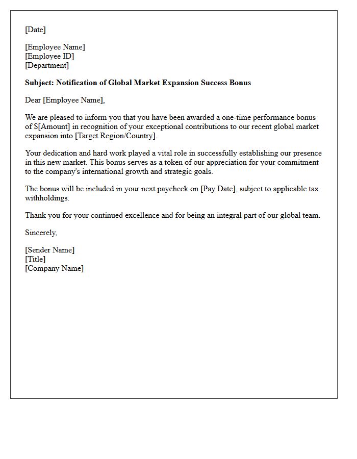 Global Market Expansion Success Bonus Letter