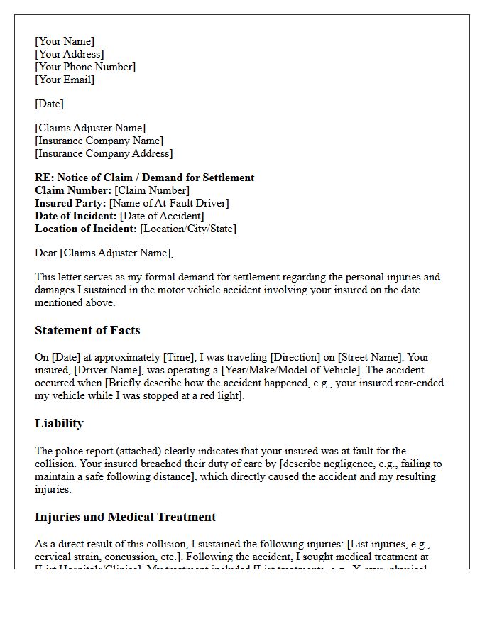 Initial Motor Vehicle Accident Demand Letter