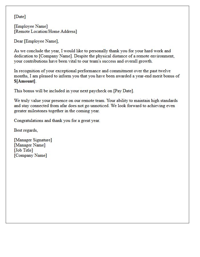 Remote Staff Year-End Merit Bonus Letter