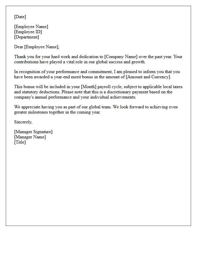 Global Team Member Year-End Merit Bonus Letter