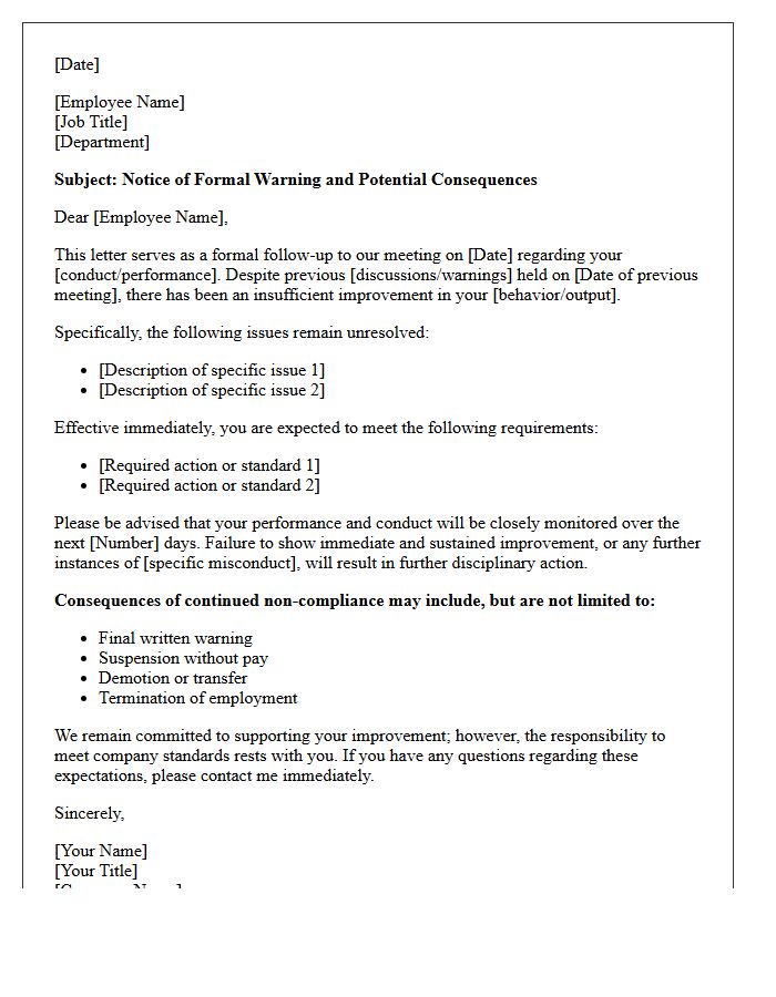Consequences Including Further Disciplinary Action
