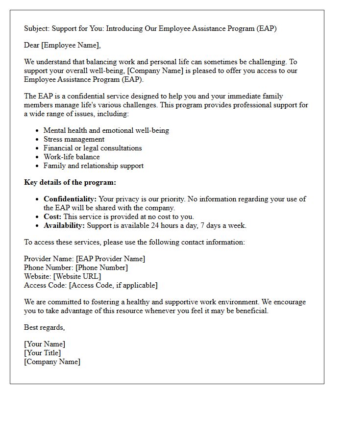 Offer for Employee Assistance Program Support