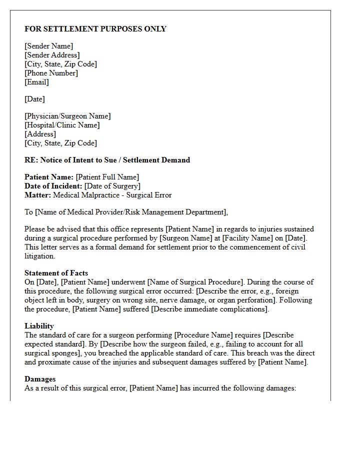 Surgical Error Pre-Suit Demand Letter