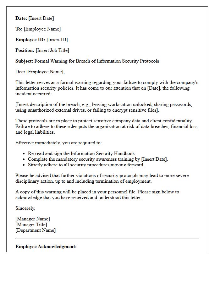Warning Letter for Failing Information Security Protocols