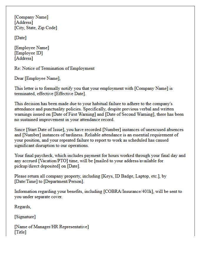 Termination Letter for Habitual Attendance Failures