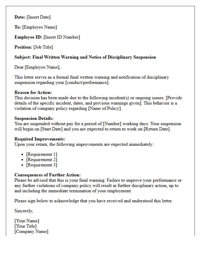 Final Warning And Disciplinary Suspension Letter