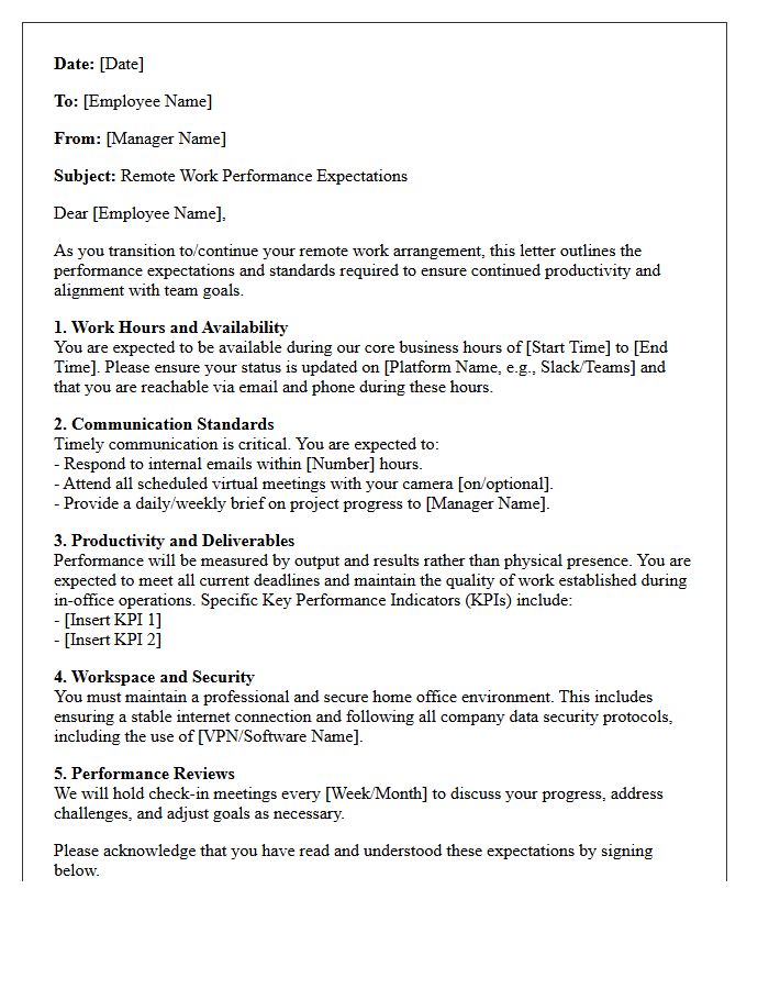 Remote Work Performance Expectations Letter