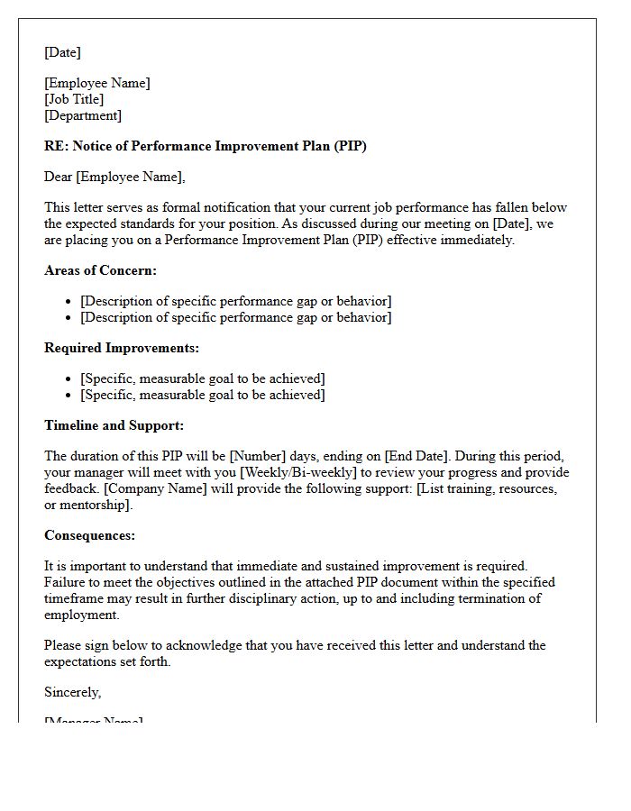 Human Resources Performance Improvement Plan Directive Letter