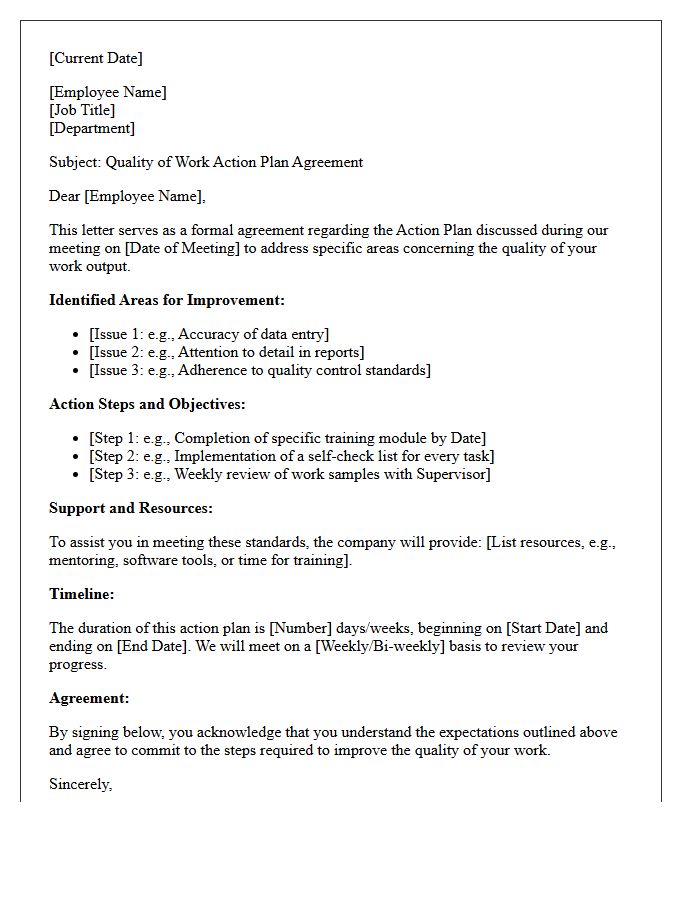 Quality of Work Action Plan Agreement Letter