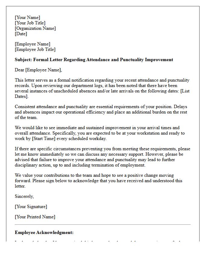 Formal Letter for Attendance and Punctuality Improvement