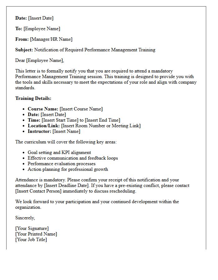Required Performance Management Training Notification Letter