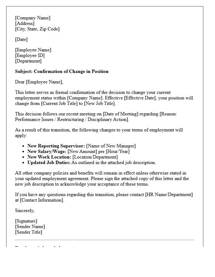 Official Demotion Decision Confirmation Letter