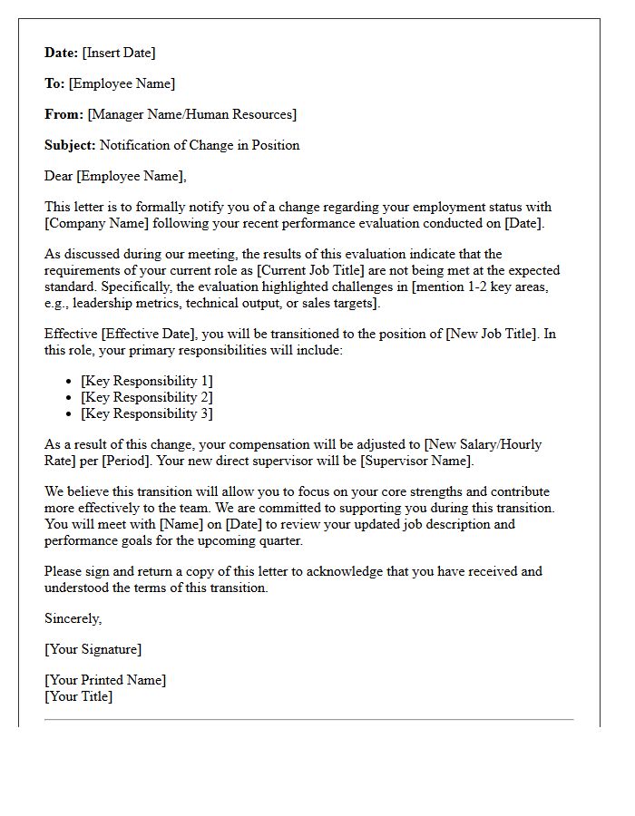 Post-Evaluation Demotion Announcement Letter