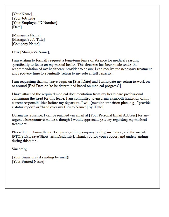 Long-Term Mental Health Leave Request Letter