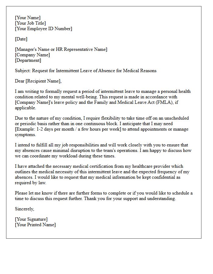 Intermittent Mental Health Leave Request Letter
