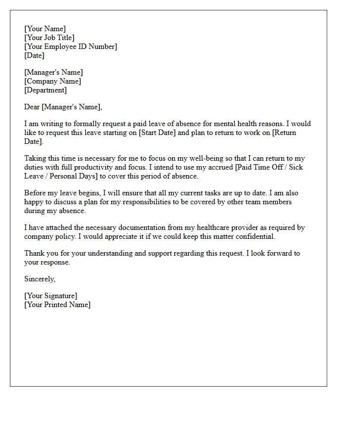 Paid Mental Health Leave Request Letter
