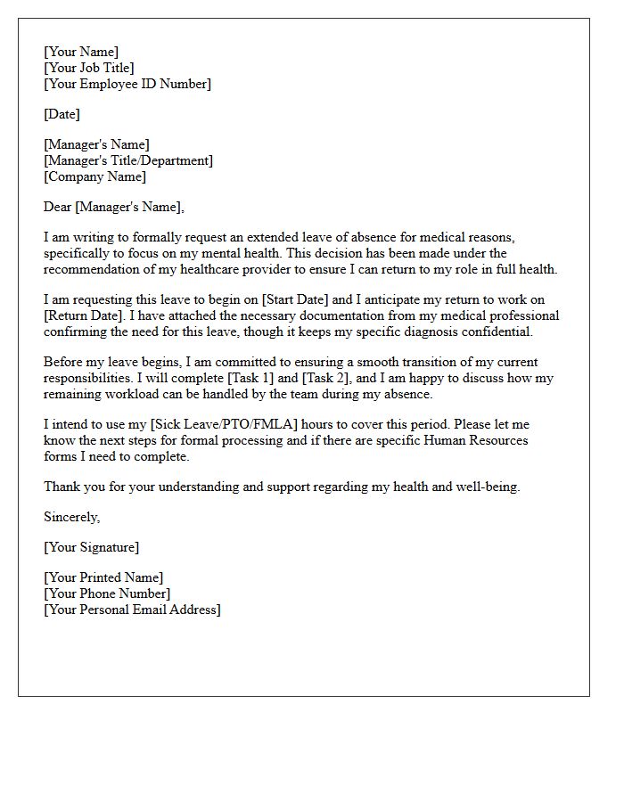 Extended Mental Health Leave Request Letter