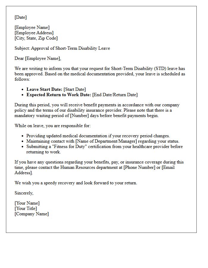 Short Term Disability Leave Approval Letter