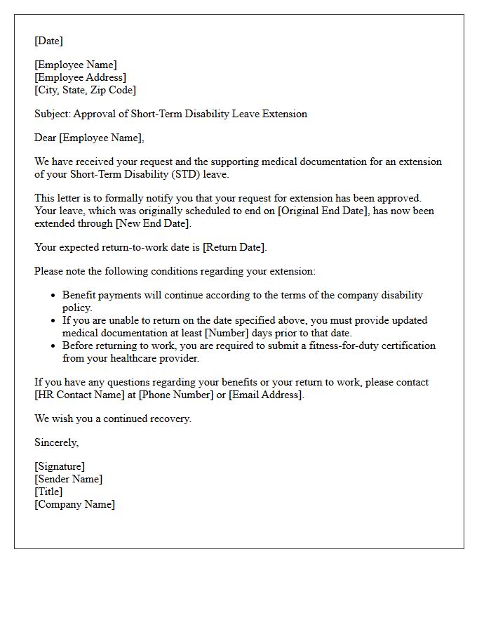Short Term Disability Leave Extension Approval Letter