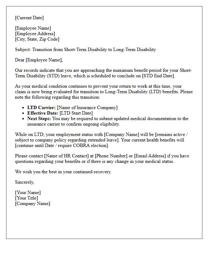 Short Term Disability Leave Transition To Long Term Disability Letter