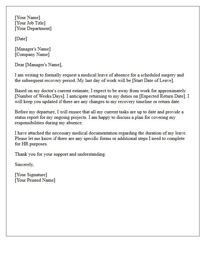 Standard Surgery and Recovery Leave Request Letter