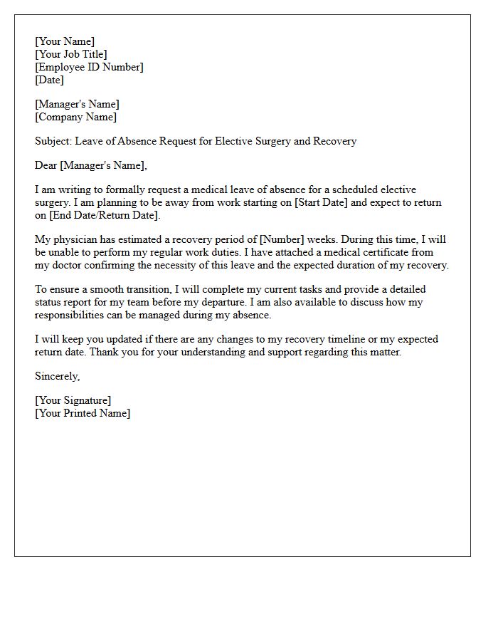 Elective Surgery and Recovery Leave Request Letter