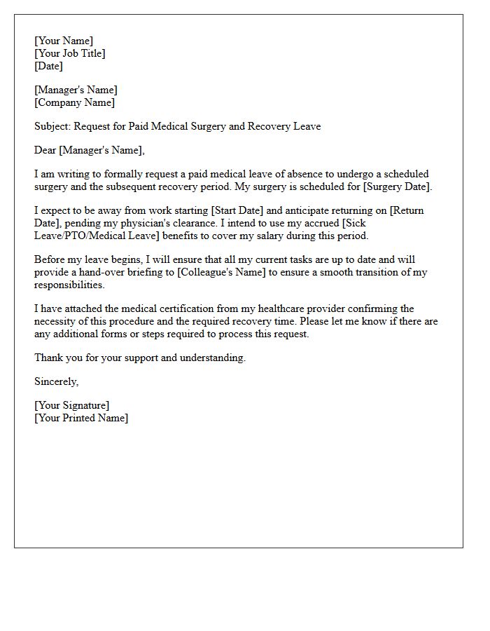 Paid Medical Surgery and Recovery Leave Request Letter