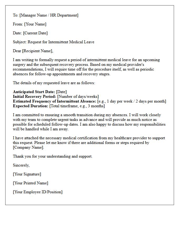 Intermittent Surgery and Recovery Leave Request Letter