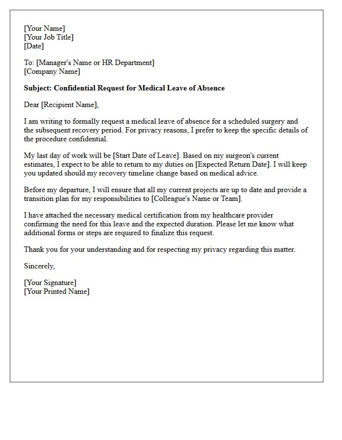 Confidential Surgery and Recovery Leave Request Letter
