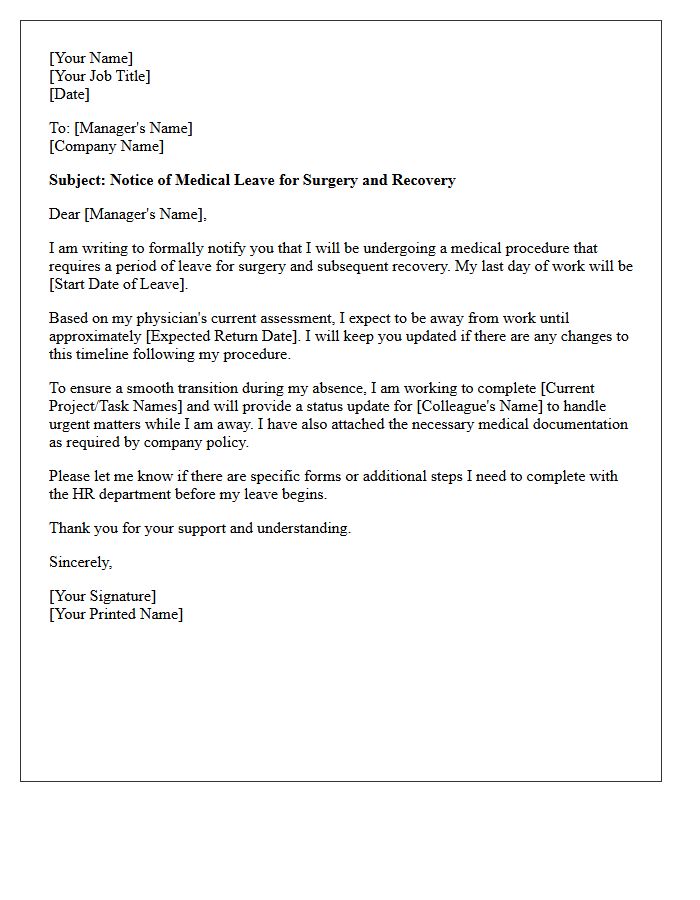 Managerial Notice Surgery and Recovery Leave Request Letter