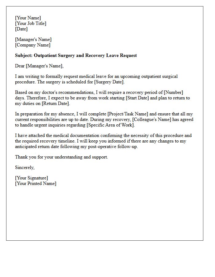 Outpatient Procedure Surgery and Recovery Leave Request Letter
