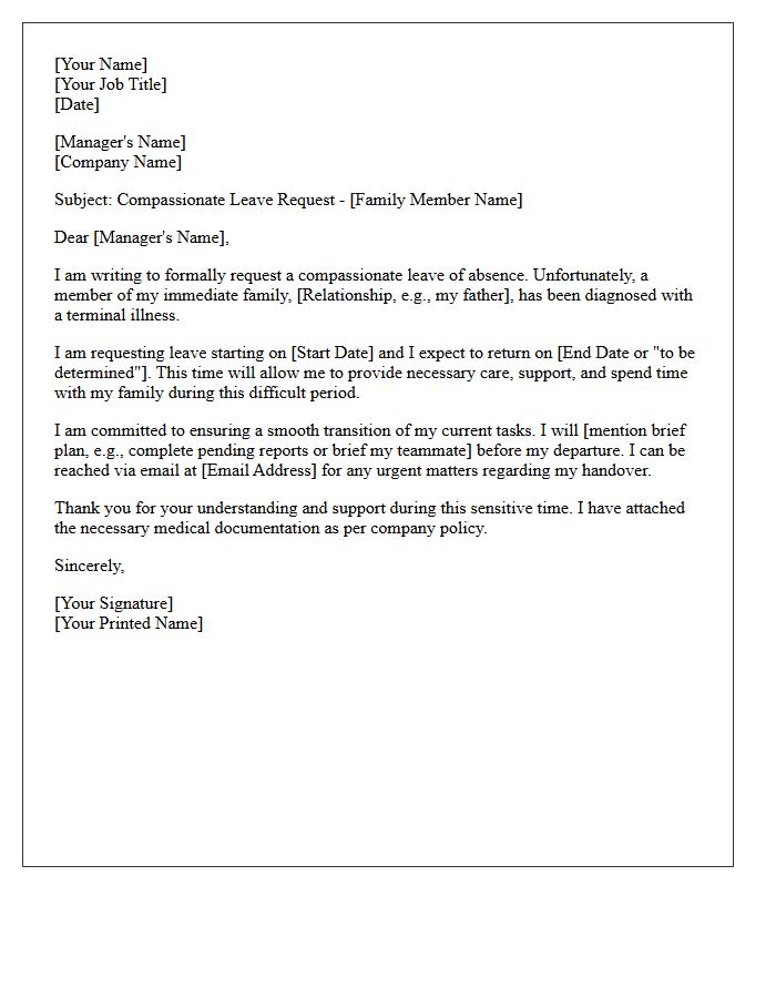 Terminal Illness Support Compassionate Leave Request Letter